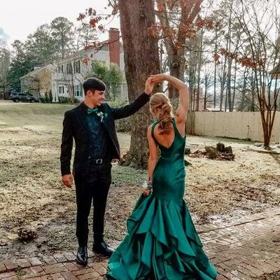 Mermaid green long backless prom dresses - Thumbnail 1