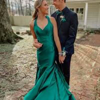 Mermaid Green Long Backless Prom Dresses - Thumbnail 1