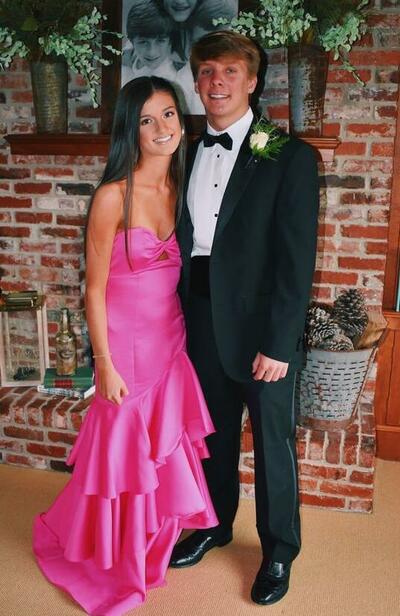 Hot Pink Mermaid Long Prom Dresses Evening Gowns