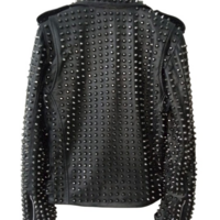 Mens Punk Studded Brando Motorcycle Leather Jacket - Thumbnail 1