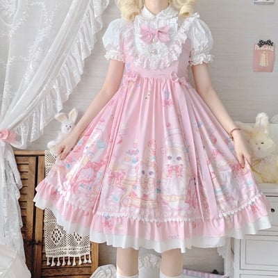 Original design cat sweetheart dress cute jsk strap dress