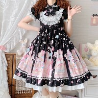 Original design cat sweetheart dress cute jsk strap dress - Thumbnail 5