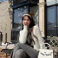 Elegant Pink Blue Black White Faux Mink Fur Velvet Soft Fluffy Camisole Cardigan Sweater Two Piece Set - Thumbnail 5