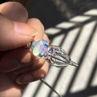 Pretty Crystal Transparent Handmade Jellyfish Ocean Jewelry Power Energy Chains Necklace Pendant - Thumbnail 5