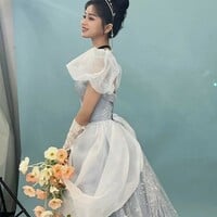 Midnight Cinderella Prom Evening Party Elegant Blue Gown Princess Fairy Puff Sleeve Tube Dress - Thumbnail 4