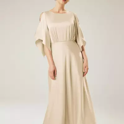 Light champagne chiffon mother of bride and groom dress evening dress