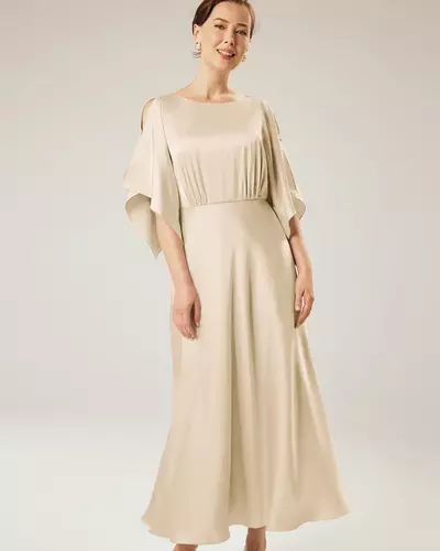 Light Champagne Chiffon Mother of Bride and Groom Dress Evening Dress