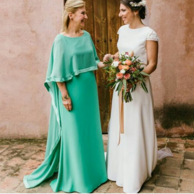 Green simple mother of bride and groom dress evening dress