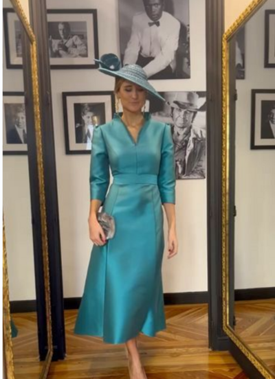 Blue Simple Mother of Bride and Groom Dress Evening Dress