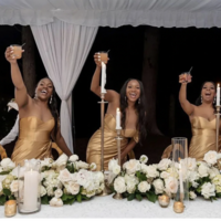 Sweetheart Gold Bridesmaid Dresses for Wedding Slit Side - Thumbnail 1