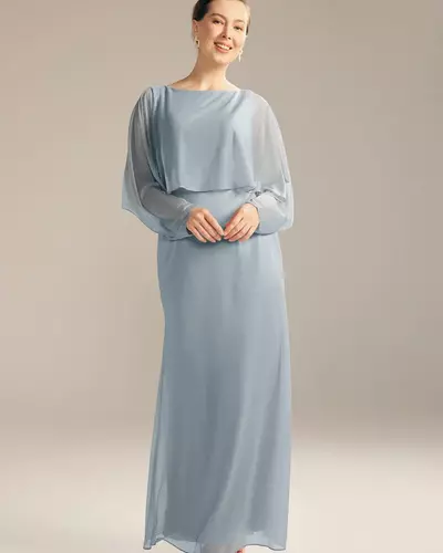 Light Grey Sheath Chiffon Mother of Bride and Groom Dress Evening Dress