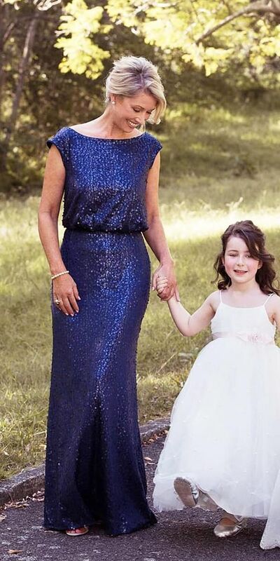Elegant Royal Blue Mother of Bride and Groom Dress V-neck Short Sleeves Sequins Lace Evening Dress