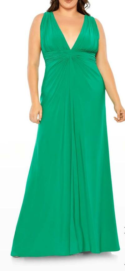 Green Plus Size Chiffon Mother of Bride and Groom Dress Evening Dress