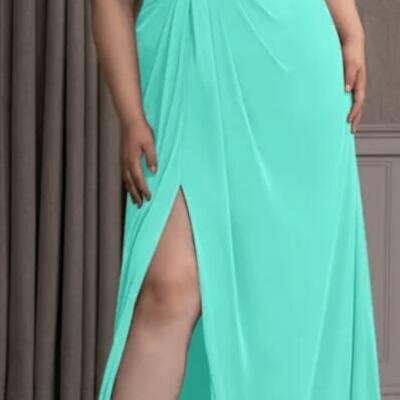 Green plus size chiffon mother of bride and groom dress evening dress