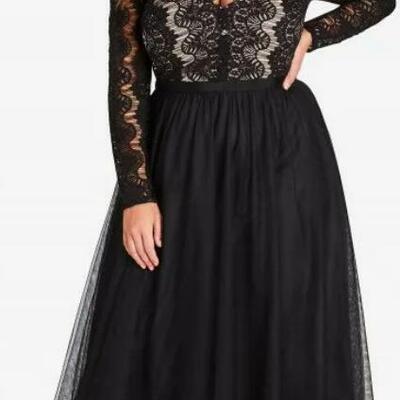 Black plus size lace mother of bride and groom dress evening dress