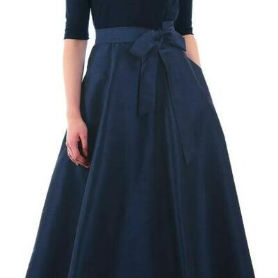 Navy blue plus size satin mother of bride and groom dress evening dress