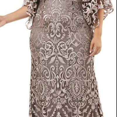 Plus size champagne lace sheath mother of bride and groom dress evening dress