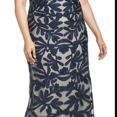 Plus size black lace mother of bride and groom dress evening dress