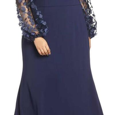 Plus size purple long sleeve mother of bride and groom dress evening dress