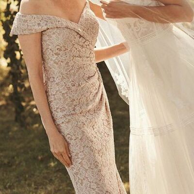 Elegant off of shoulder lace mother of bride and groom dress lace evening dress