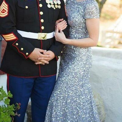 Silver mermaid sequins lace mother of bride and groom dress lace evening dress - Thumbnail 5