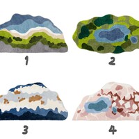 Nordic River Valley Mountain Flower Nature Soft Mat Moss Rugs Carpets Decor - Thumbnail 1