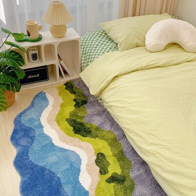 Nordic river valley mountain flower nature soft mat moss rugs carpets decor