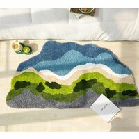 Nordic River Valley Mountain Flower Nature Soft Mat Moss Rugs Carpets Decor - Thumbnail 2