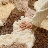 Brown Snow Beige Parisian Chic Neutral Classic Nature Soft Mat Moss Rugs Carpets Decor - Thumbnail 2