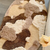 Brown Snow Beige Parisian Chic Neutral Classic Nature Soft Mat Moss Rugs Carpets Decor - Thumbnail 3