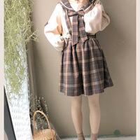 New bow plaid strap dress suit strap dress two-piece suit - Thumbnail 3