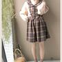 New bow plaid strap dress suit strap dress two-piece suit-4