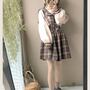 New bow plaid strap dress suit strap dress two-piece suit-1