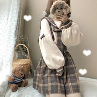 New bow plaid strap dress suit strap dress two-piece suit - Thumbnail 7