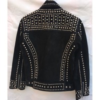 Handmade Black Punk Style Studded Suede Jackets For Men - Thumbnail 1