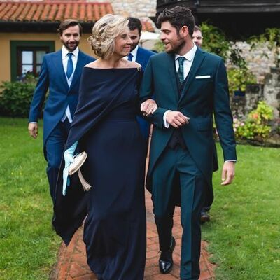 Royal blue sheath mother of bride and groom dress evening dress - Thumbnail 5