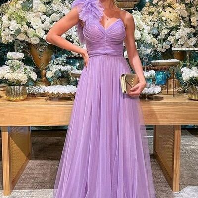 Purple chiffon mother of bride and groom dress evening dress - Thumbnail 5