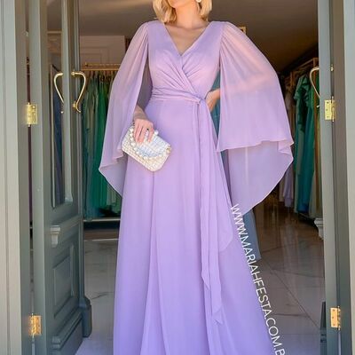 Purple chiffon mother of bride and groom dress evening dress