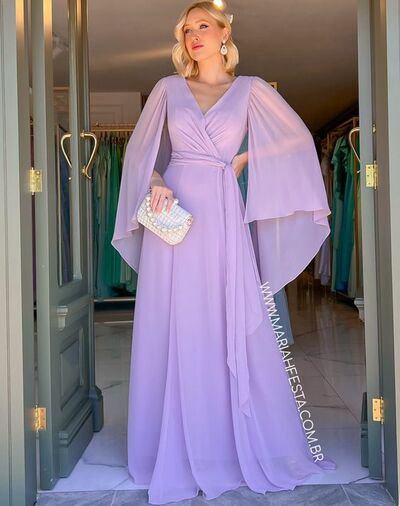 Purple Chiffon Mother of Bride and Groom Dress Evening Dress