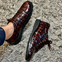 Men's Handmade Alligator sneackers Shoes, Dress Elegant Leather Lace up Shoe - Thumbnail 2