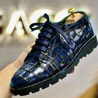 Men's Handmade Alligator sneackers Shoes, Dress Elegant Leather Lace up Shoe - Thumbnail 5