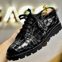 Men's Handmade Alligator sneackers Shoes, Dress Elegant Leather Lace up Shoe - Thumbnail 6