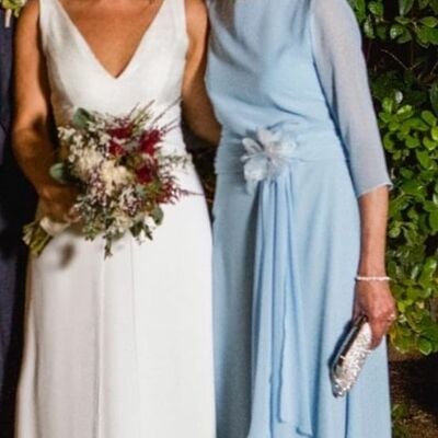 Blue chiffon mother of bride and groom dress evening dress - Thumbnail 5