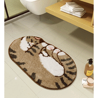 Cute White Brown Tabby Cat Neko Animal Cartoon Soft Mat Rugs Carpets Bathroom Bedroom Decor - Thumbnail 3