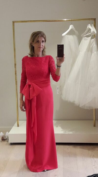 Red Sheath Lace Mother of Bride and Groom Dress Evening Dress