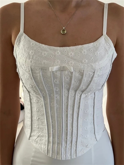 White Flower Corset Top