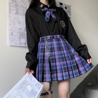 Mystery Dream Black Purple Plaid Pattern Japanese School Student Uniform Seifuku Mini Short Skirt - Thumbnail 1