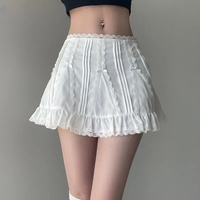 White Fairy Bow Ruffle A-Line Skirt - Thumbnail 1
