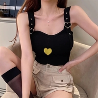 Heart Embroidery Knit Crop Top  - Thumbnail 2