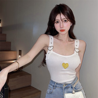 Heart Embroidery Knit Crop Top  - Thumbnail 6